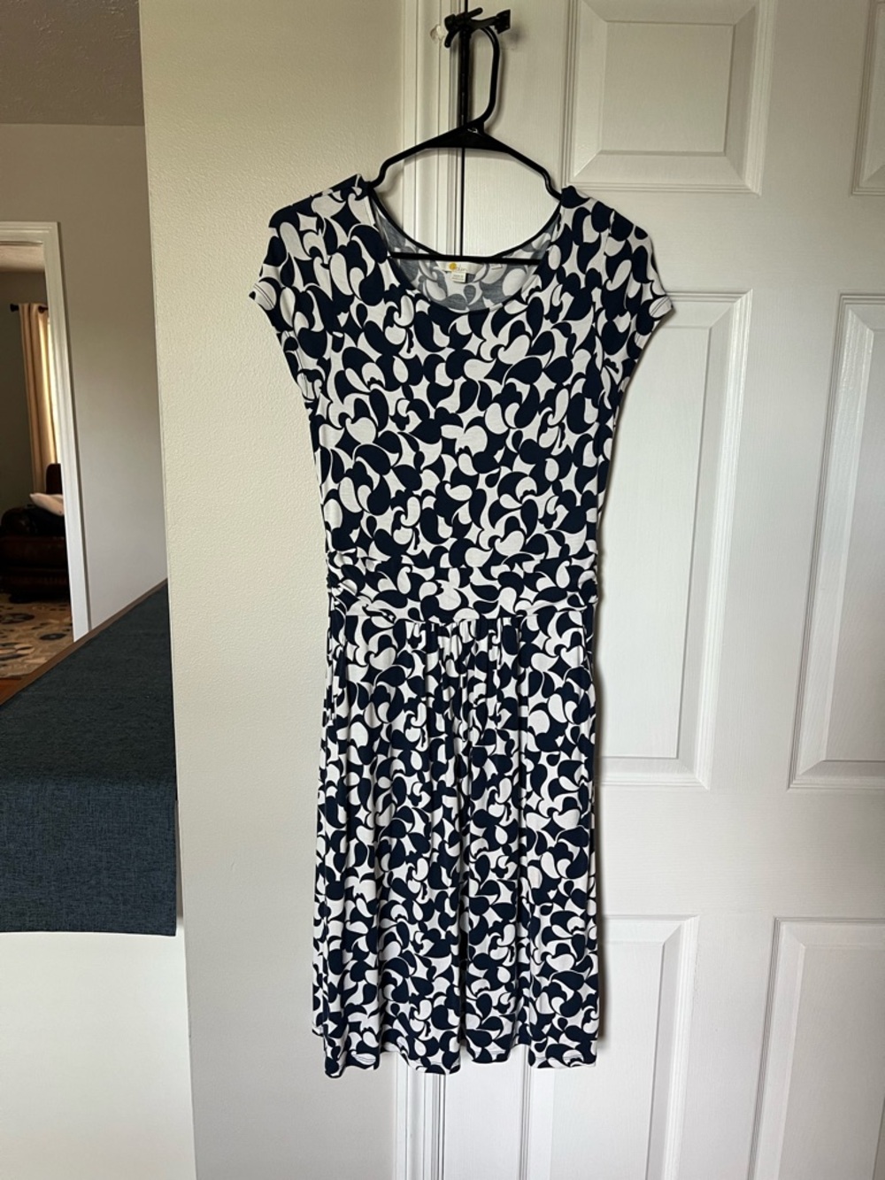 Boden Amalie Navy and White Patterned Dress